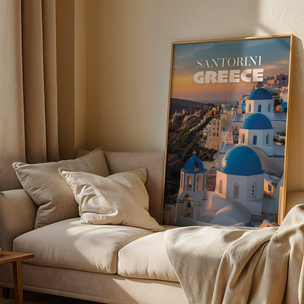 Santorini Greece Cityscape Print: Oia Caldera Wall Art (Digital Download)