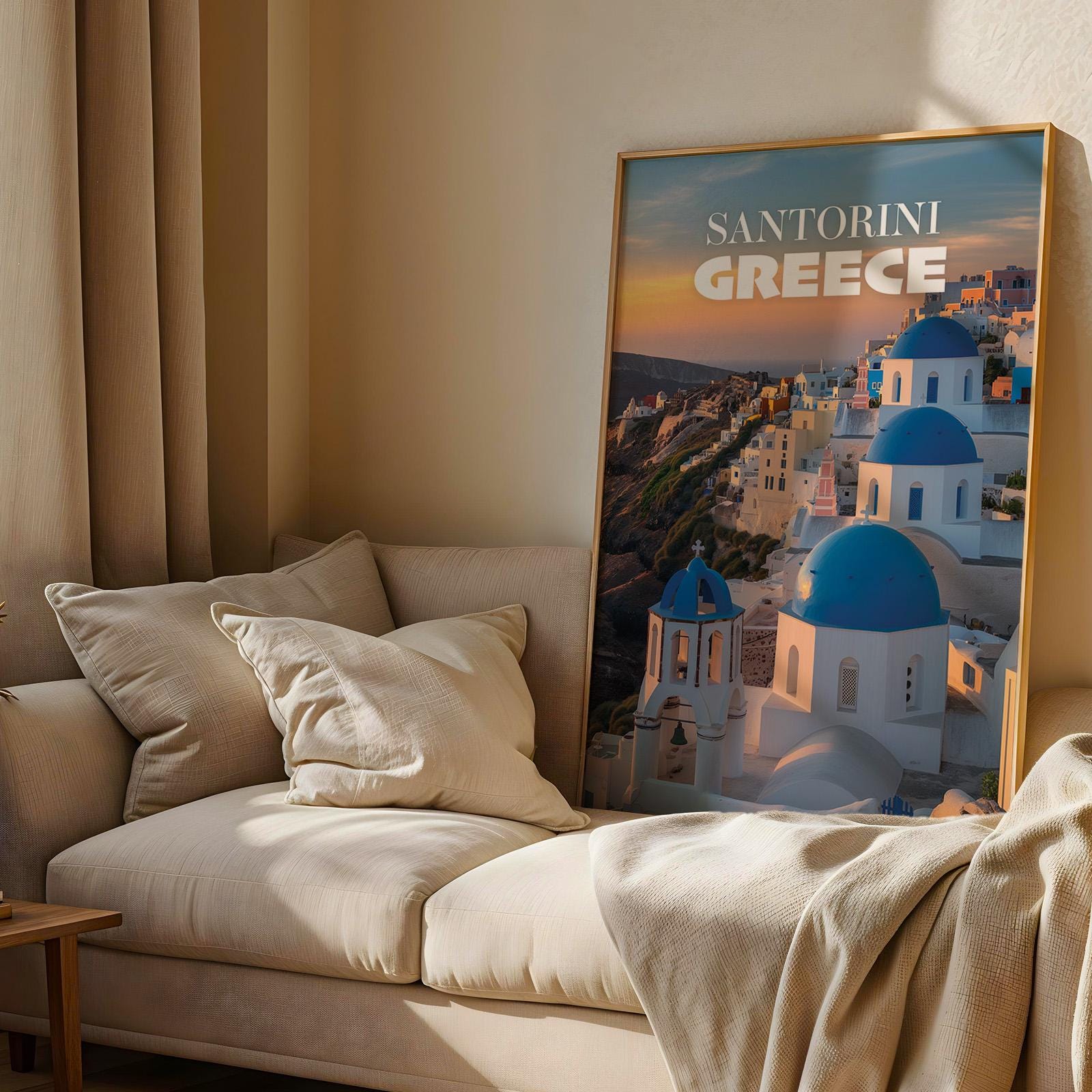 Santorini Greece Cityscape Print: Oia Caldera Wall Art (Digital Download)