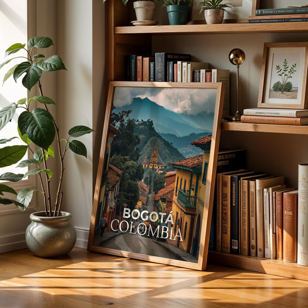 Bogotá Colombia Cityscape Print: Monserrate Hill Travel Poster (Digital Download
