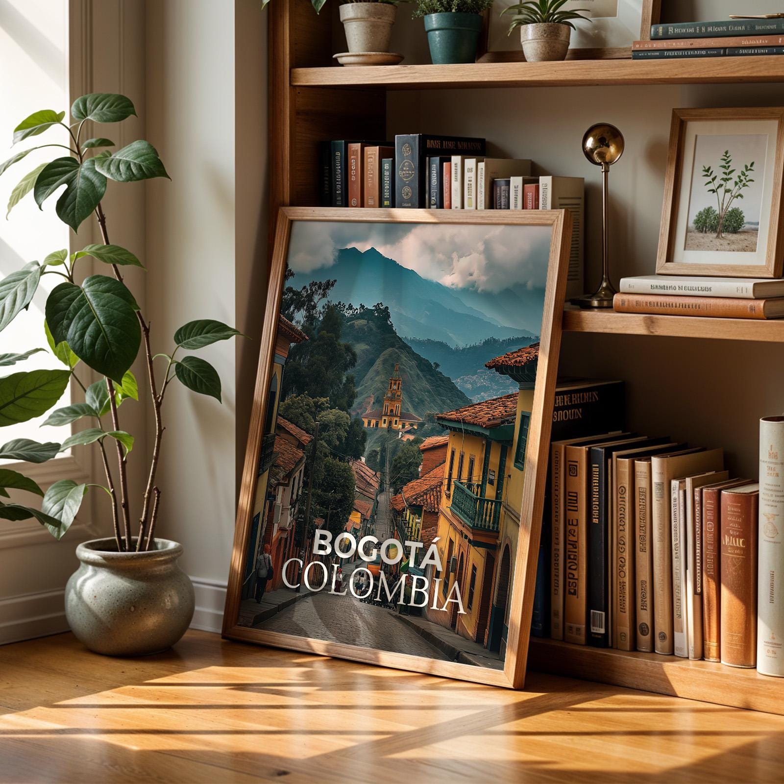 Bogotá Colombia Cityscape Print: Monserrate Hill Travel Poster (Digital Download