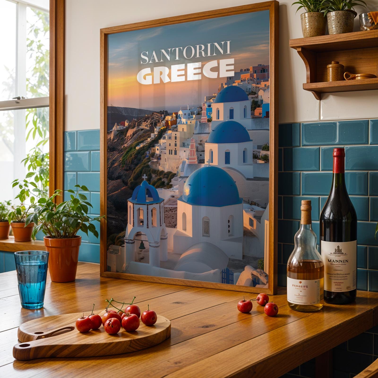 Santorini Greece Cityscape Print: Oia Caldera Wall Art (Digital Download)