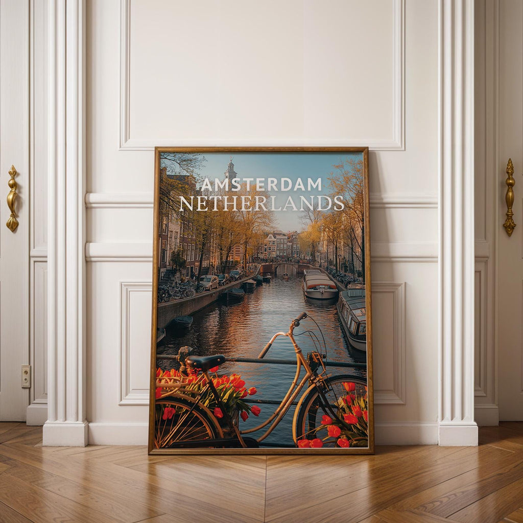 Amsterdam Canal Bridge Print: Vibrant Netherlands Cityscape (Digital Download)