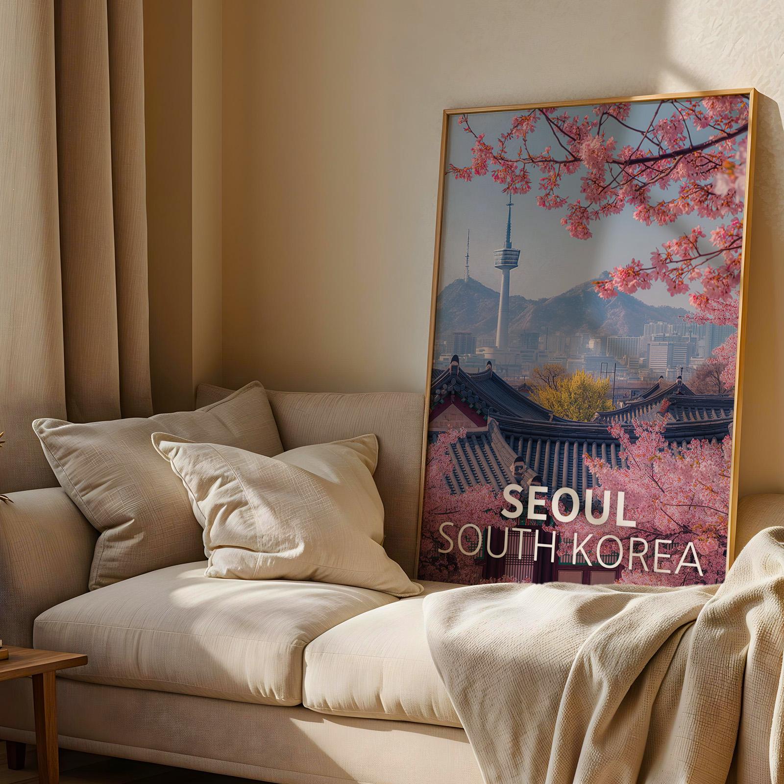 Seoul Palace Cityscape Art Print: Vibrant South Korea Travel Poster (Digital Download)