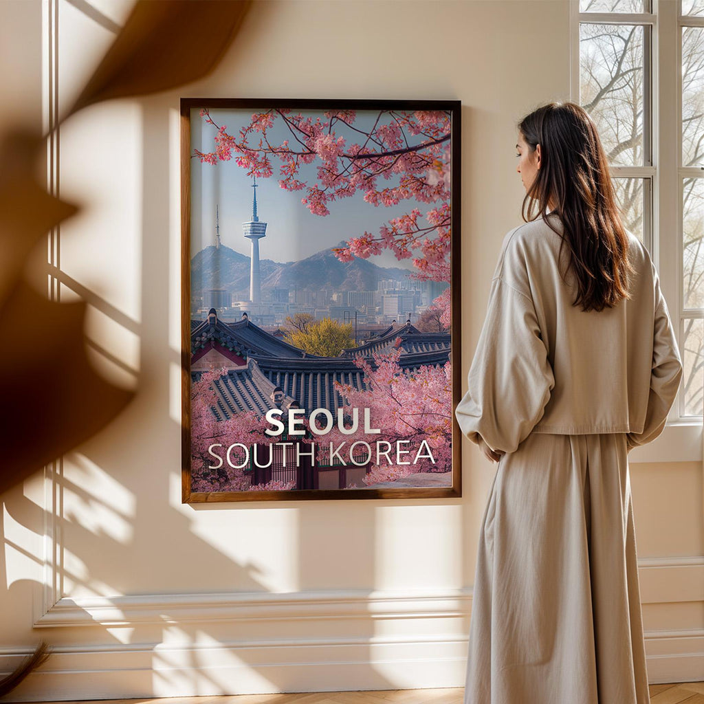 Seoul Palace Cityscape Art Print: Vibrant South Korea Travel Poster (Digital Download)