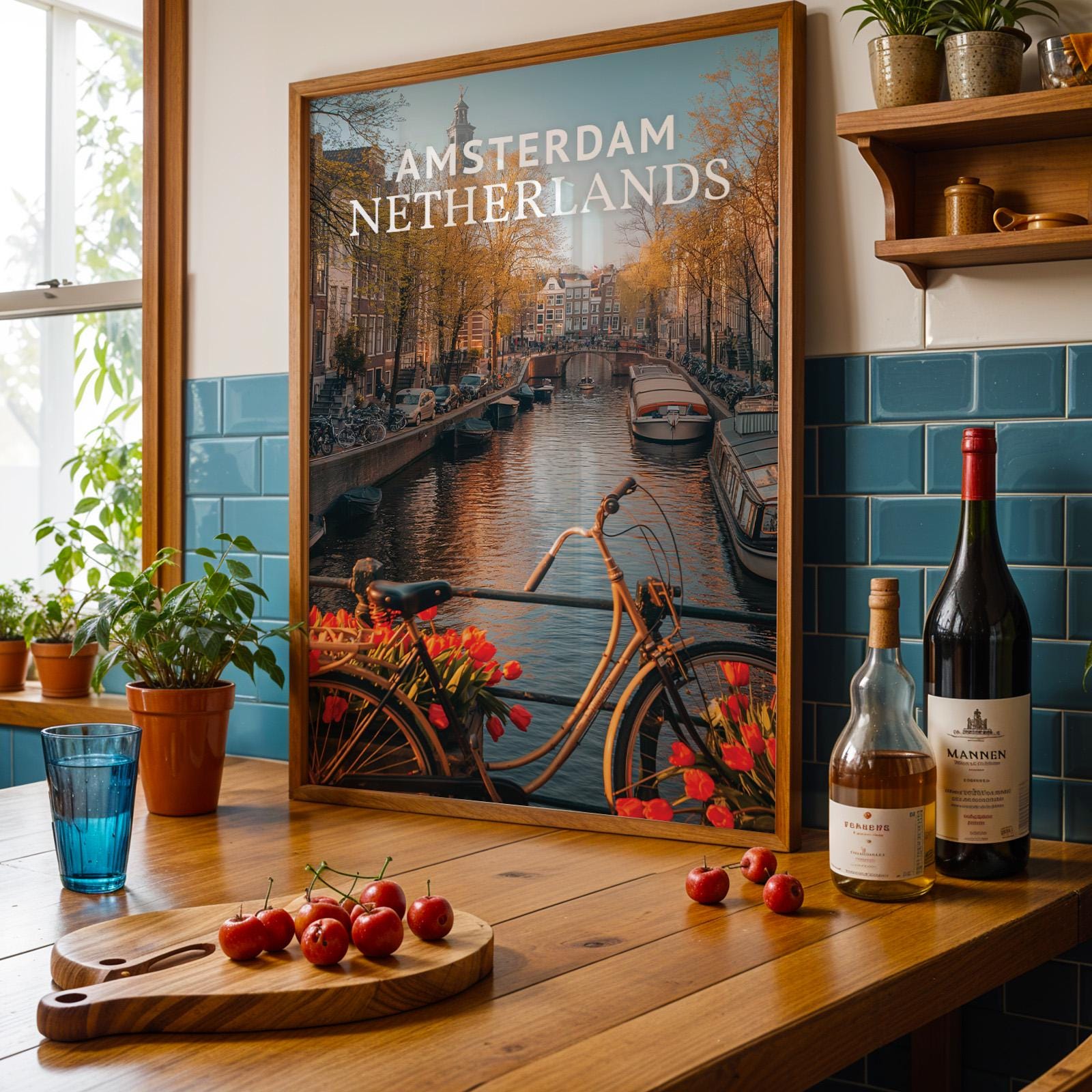 Amsterdam Canal Bridge Print: Vibrant Netherlands Cityscape (Digital Download)