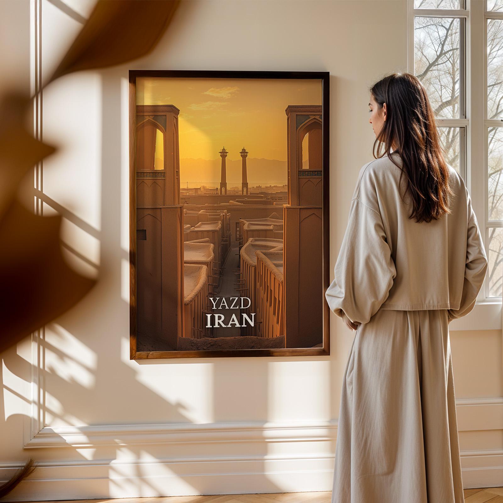 Yazd Iran Print: Vibrant Wind Tower, Old City Wall Art (Digital Download)