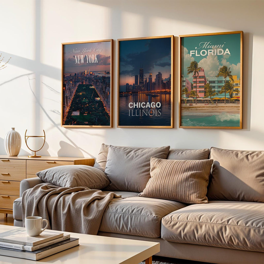 North America Cityscape Prints: New York, Chicago, Miami (Digital Downloadable Gallery Set)