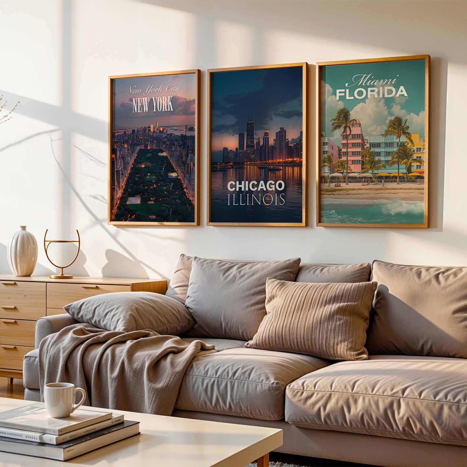 North America Cityscape Prints: New York, Chicago, Miami (Digital Downloadable Gallery Set)