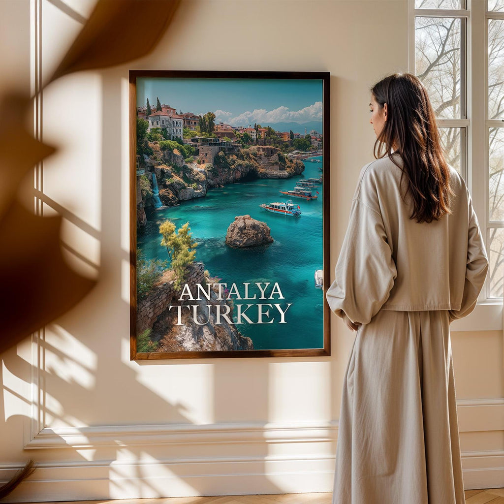 Antalya Turkey Coastal Cityscape Print: Vibrant Travel Poster (Digital Download