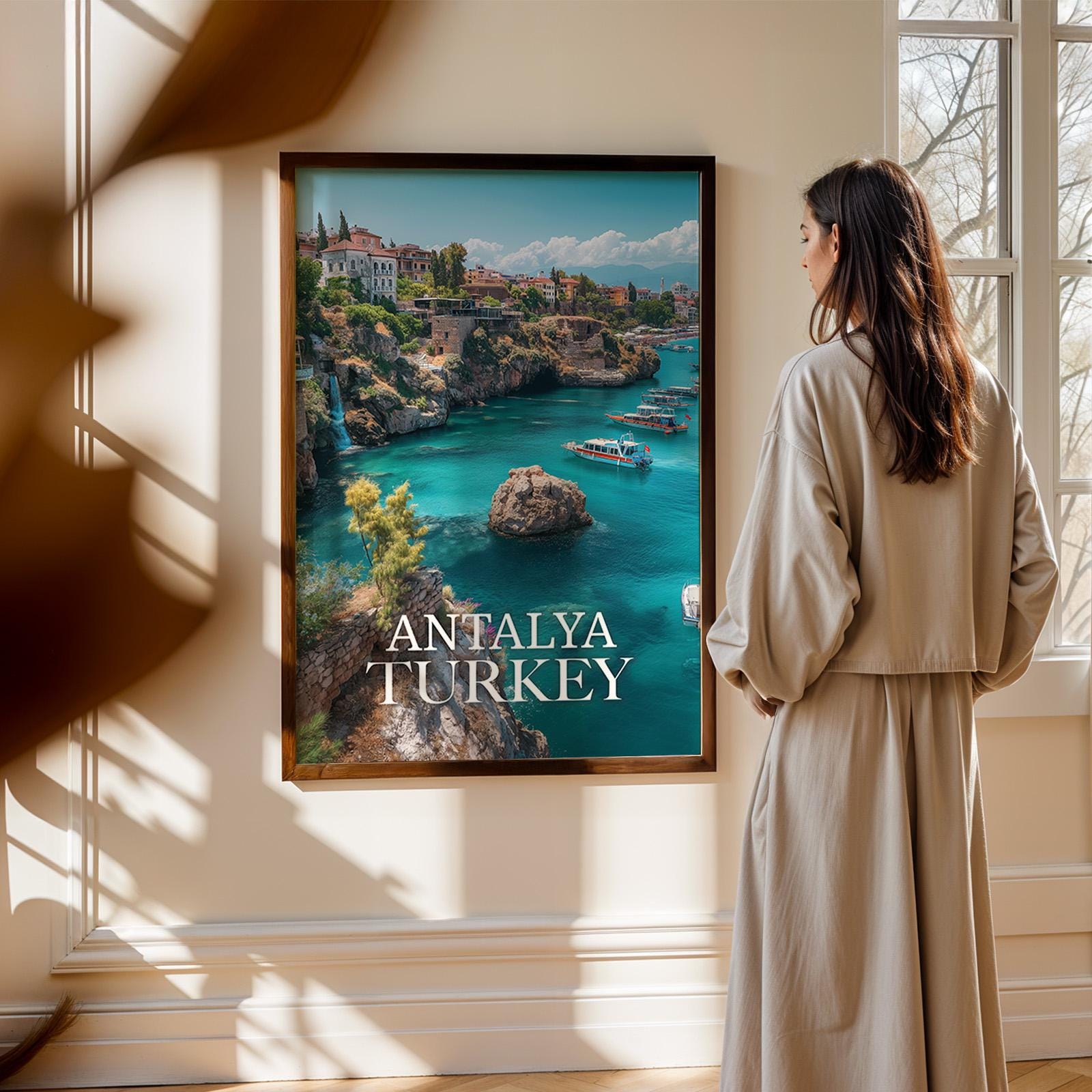 Antalya Turkey Coastal Cityscape Print: Vibrant Travel Poster (Digital Download