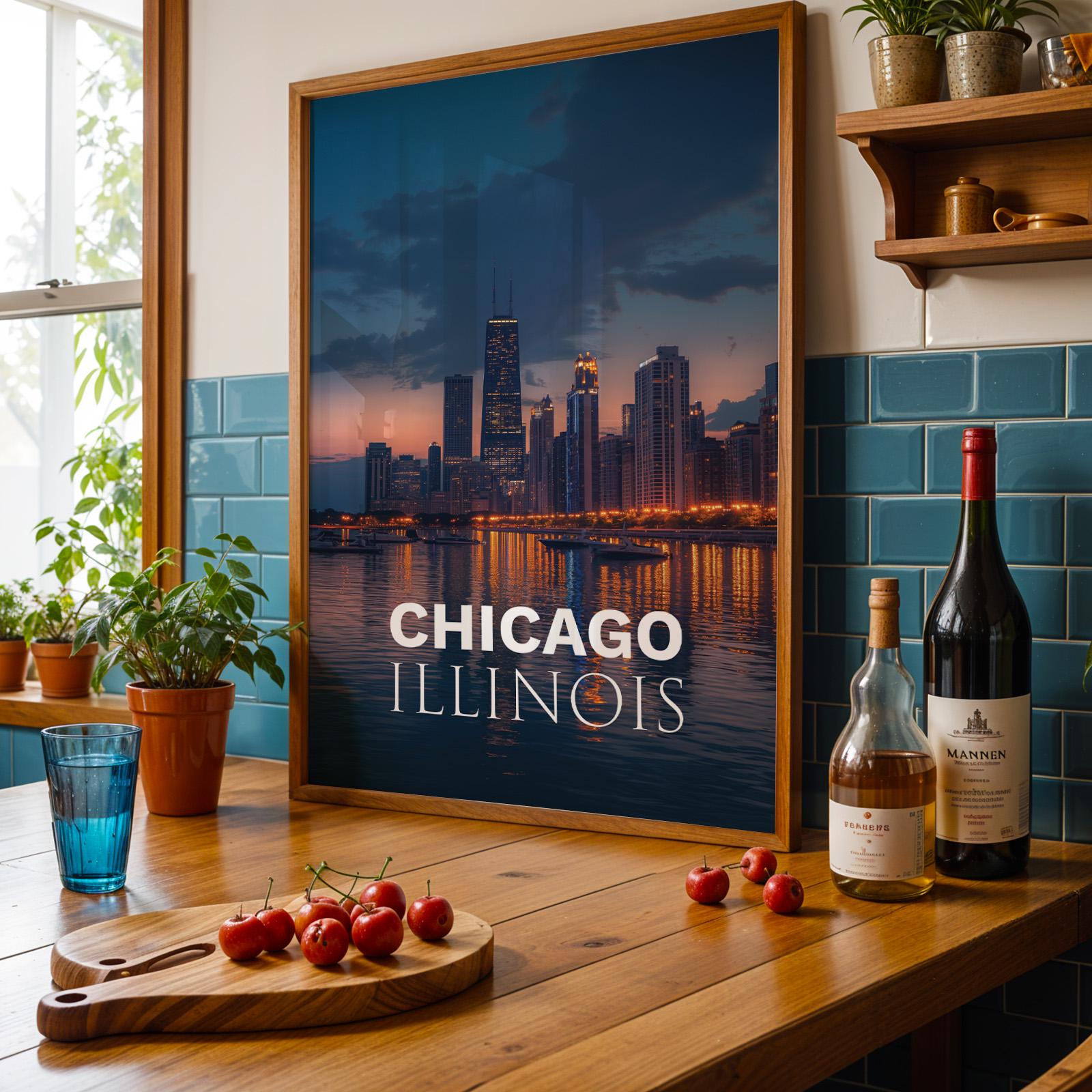 Chicago Skyline Print: Vibrant Lake Michigan Wall Art (Digital Download)