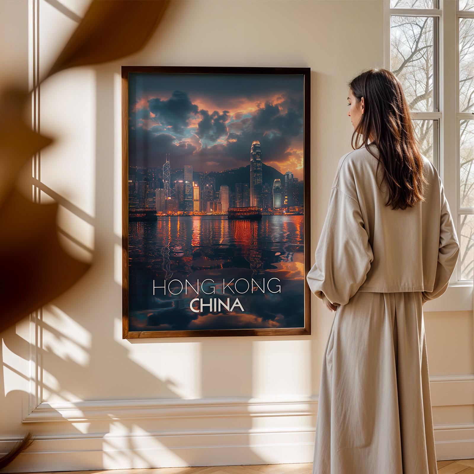 Hong Kong Skyline Print: Vibrant Victoria Harbour Wall Art (Digital Download)