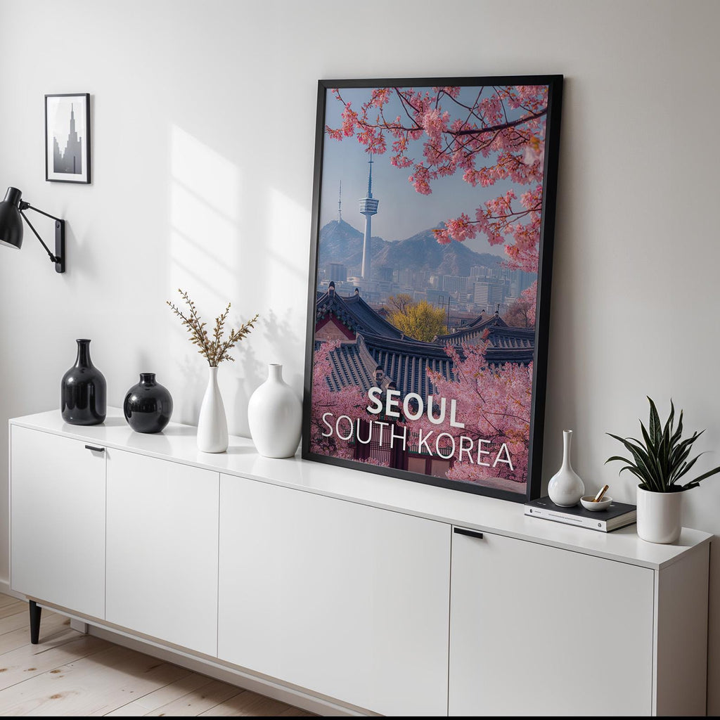 Seoul Palace Cityscape Art Print: Vibrant South Korea Travel Poster (Digital Download)