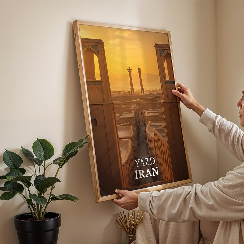 Yazd Iran Print: Vibrant Wind Tower, Old City Wall Art (Digital Download)