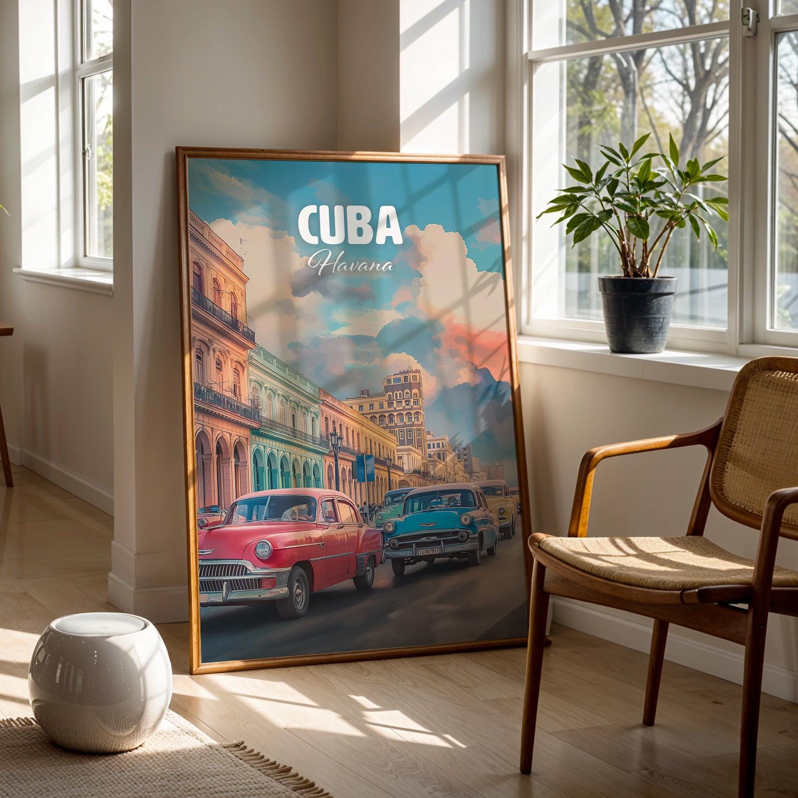Vintage Havana Cuba Print: Colorful Cityscape Wall Art (Digital Download