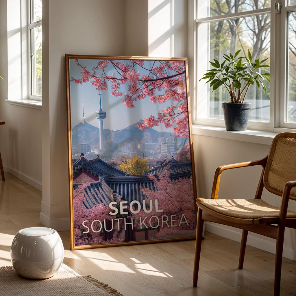 Seoul Palace Cityscape Art Print: Vibrant South Korea Travel Poster (Digital Download)