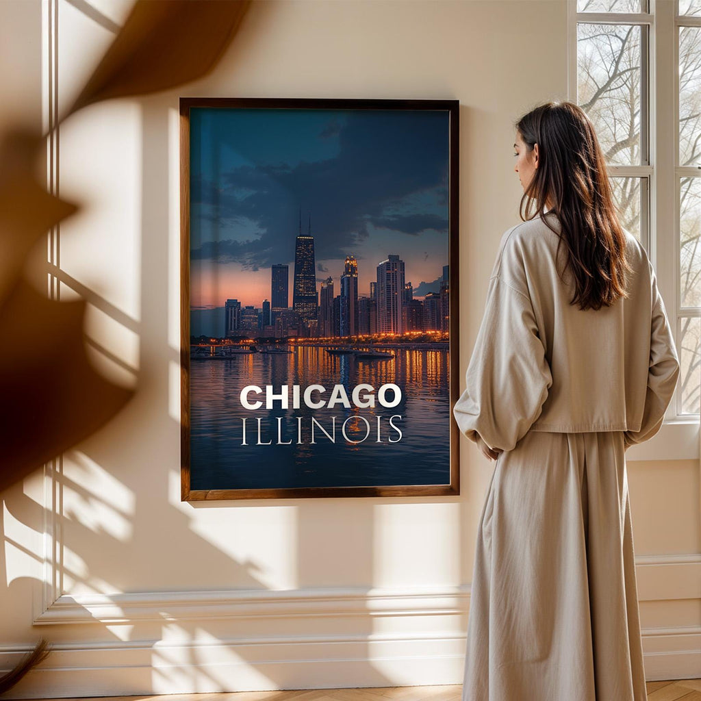 Chicago Skyline Print: Vibrant Lake Michigan Wall Art (Digital Download)