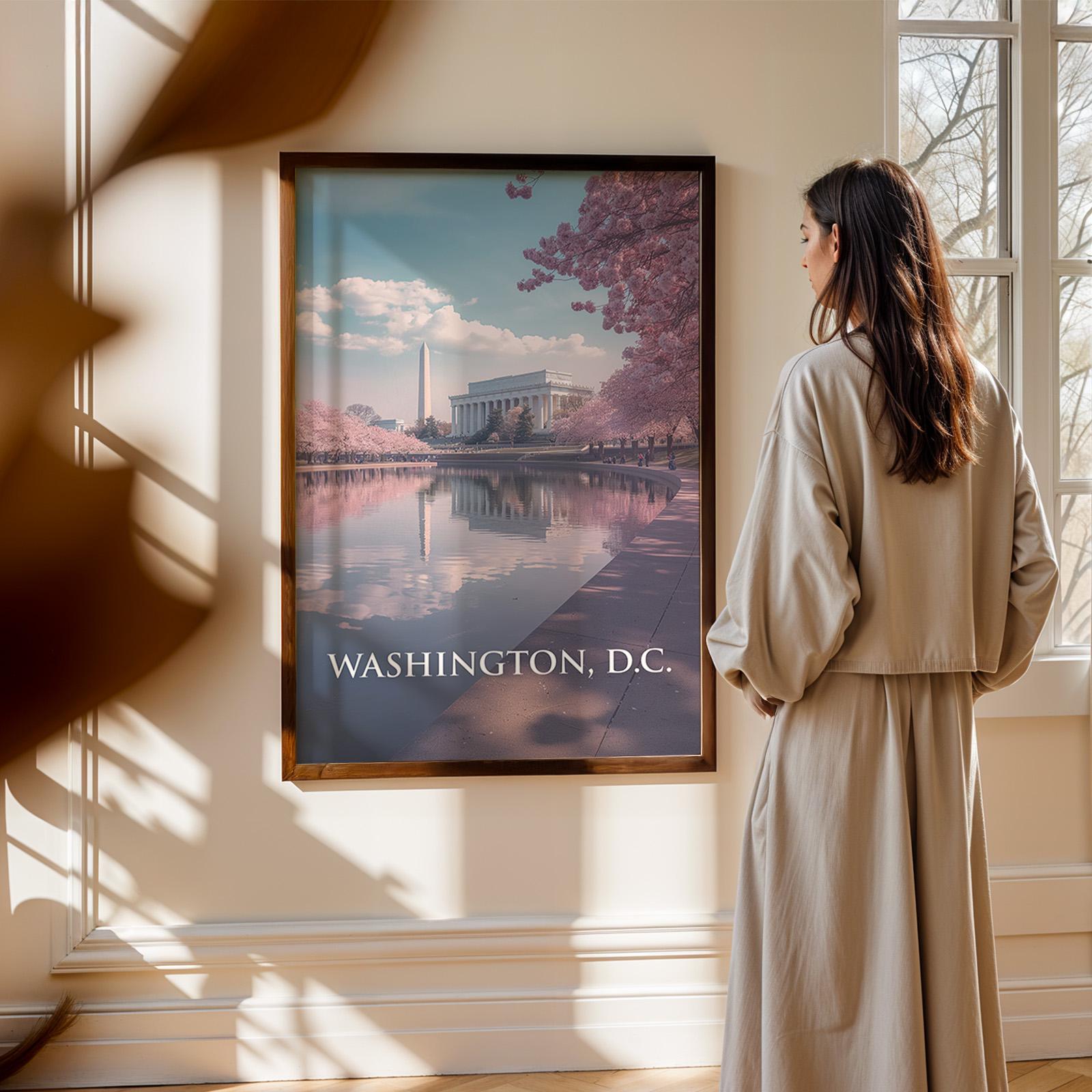 Lincoln Memorial Print: Washington DC Wall Art - Patriotic Travel Poster (Digital Download)