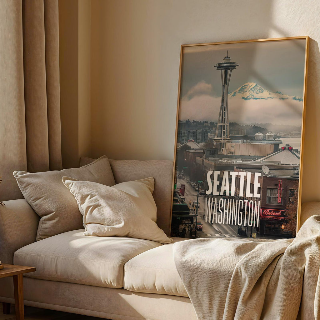 Seattle Space Needle Cityscape Print: Vibrant Pacific Northwest Wall Art (Digital Download
