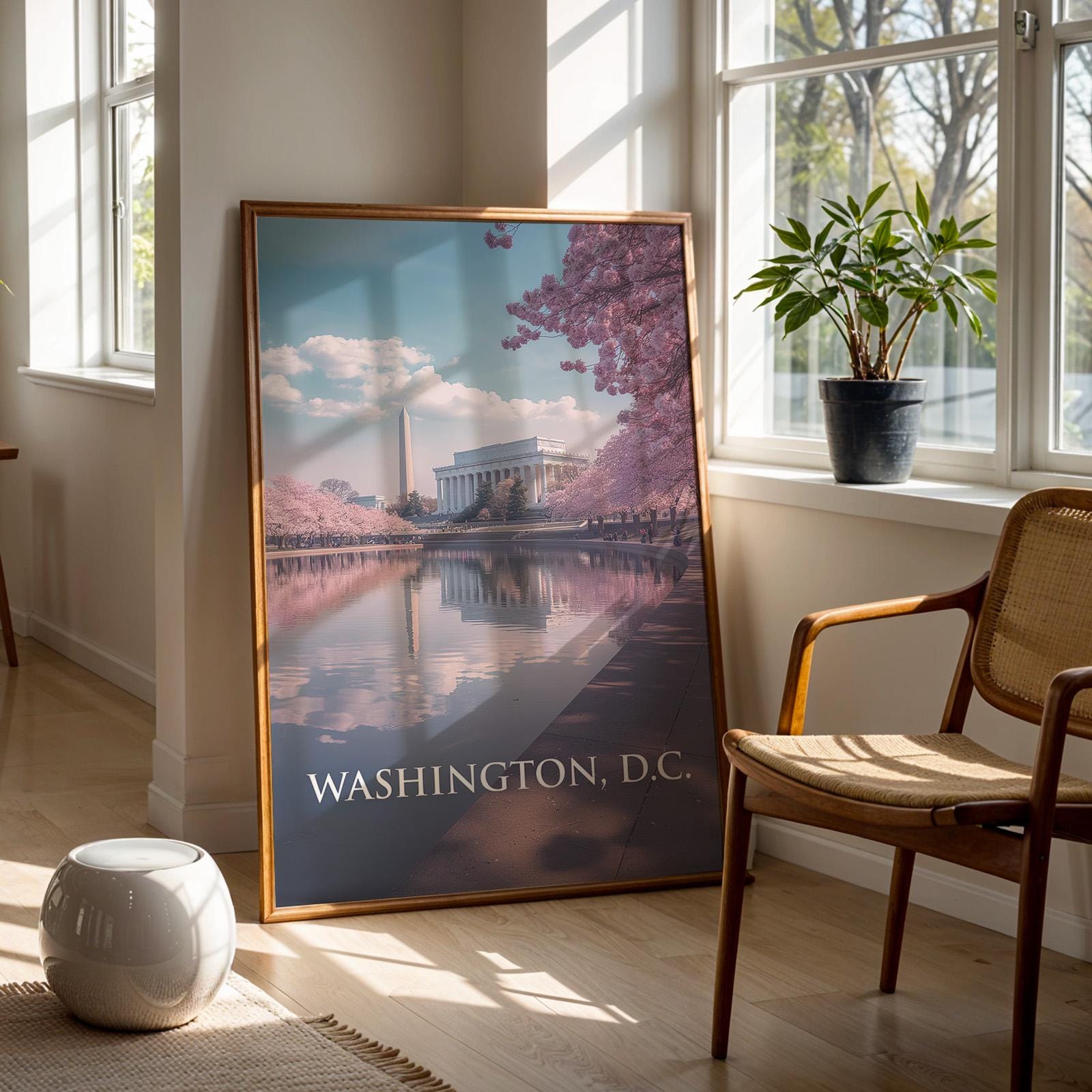 Lincoln Memorial Print: Washington DC Wall Art - Patriotic Travel Poster (Digital Download)