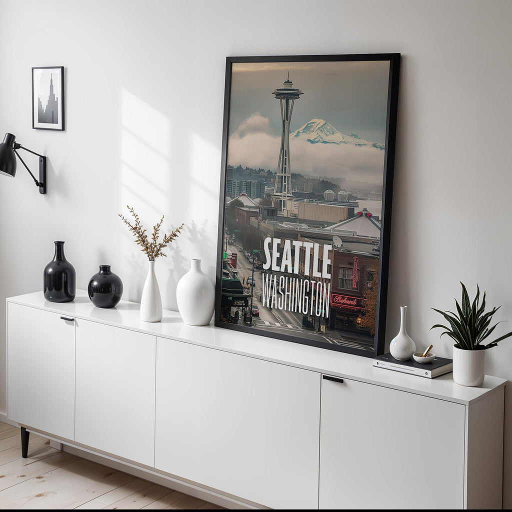 Seattle Space Needle Cityscape Print: Vibrant Pacific Northwest Wall Art (Digital Download