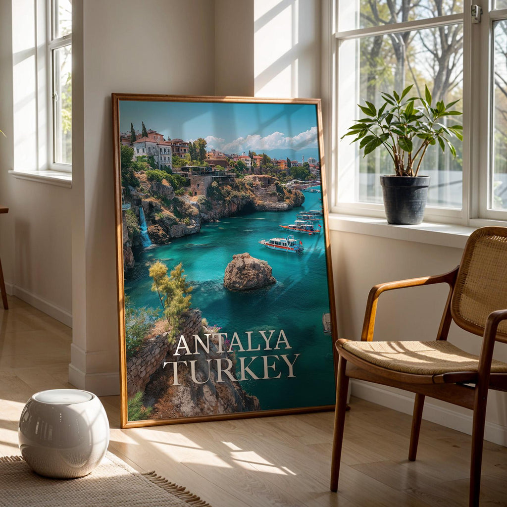 Antalya Turkey Coastal Cityscape Print: Vibrant Travel Poster (Digital Download