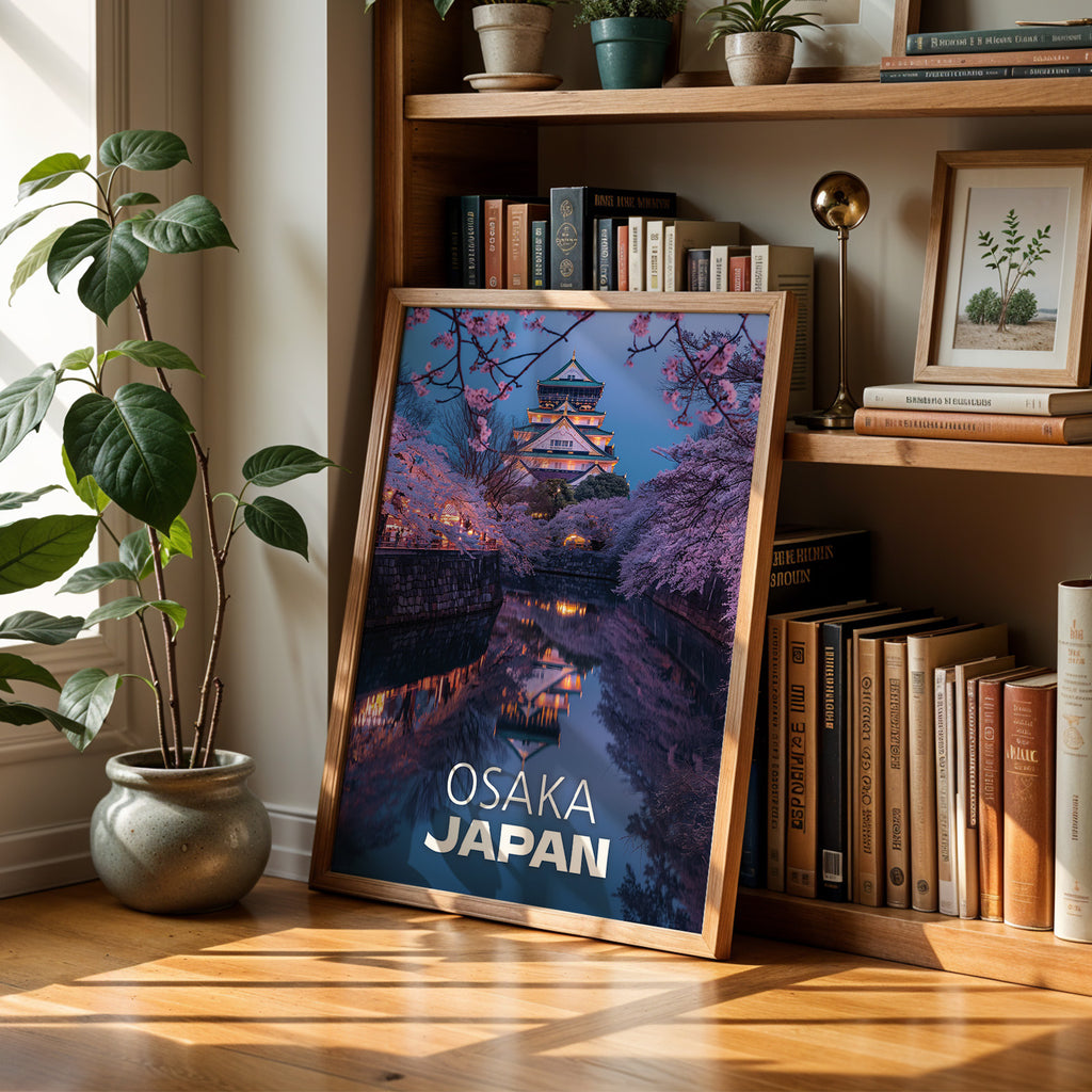 Osaka Castle Neon Cityscape Print: Vibrant Japan Wall Art (Digital Download)