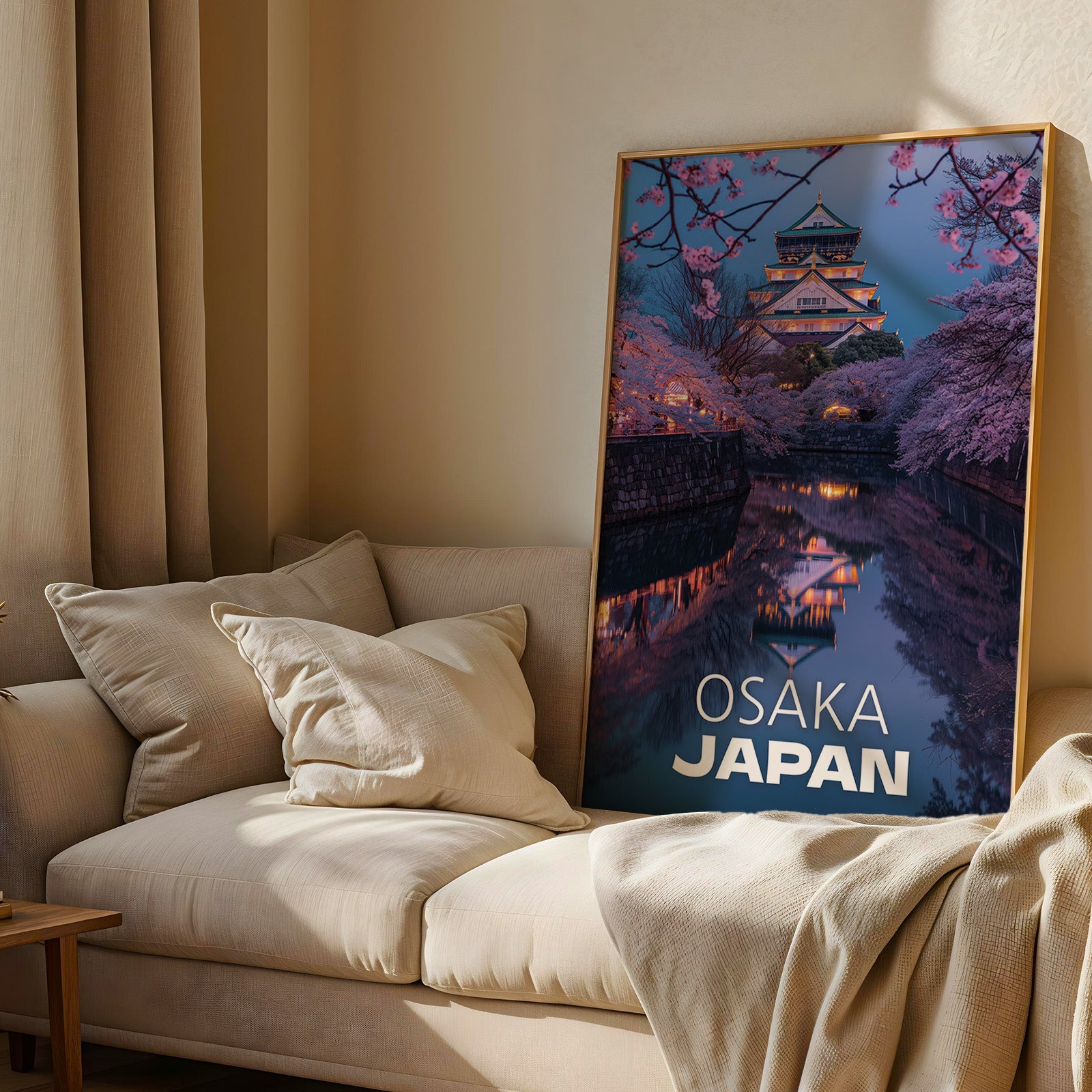 Osaka Castle Neon Cityscape Print: Vibrant Japan Wall Art (Digital Download)
