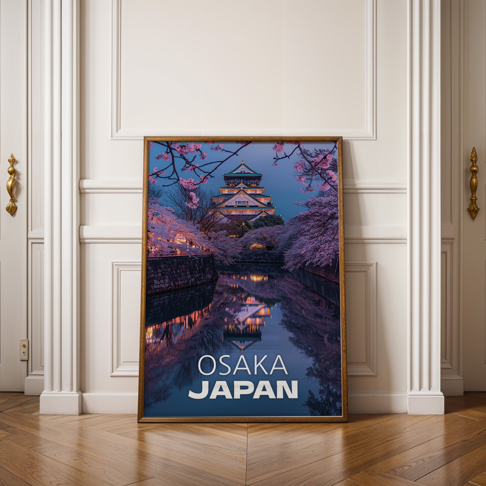 Osaka Castle Neon Cityscape Print: Vibrant Japan Wall Art (Digital Download)